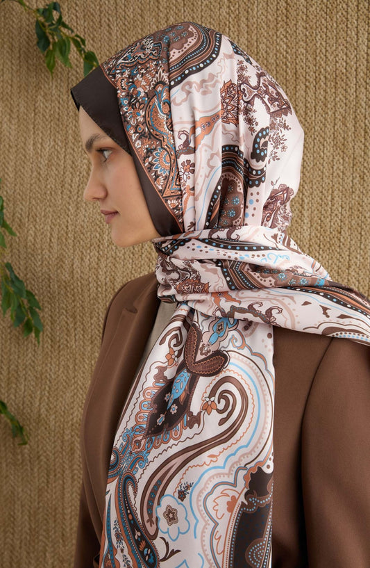 Zenia Kahverengi Vual İpel Şal - Fatma Atasoy