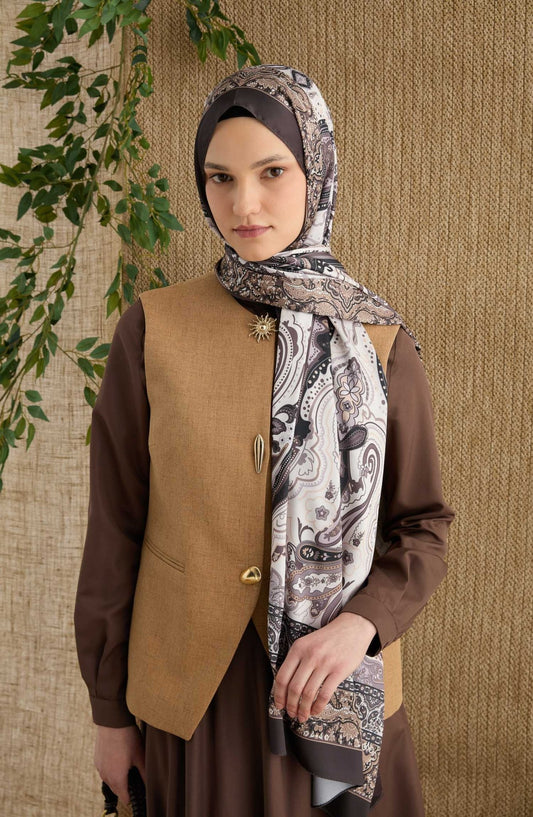 Zenia Vizon Vual İpek Şal - Fatma Atasoy