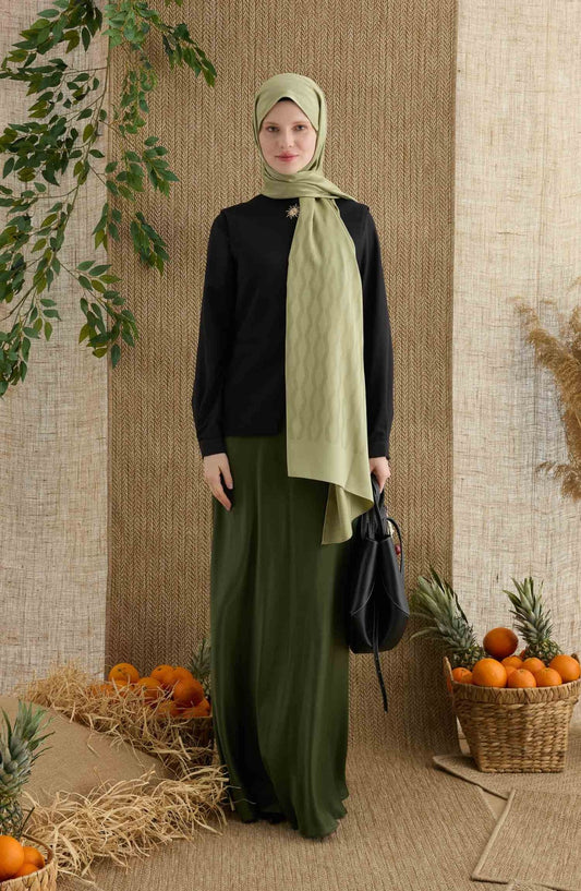 Zigzag Adaçayı Jakarlı Şal - Fatma Atasoy