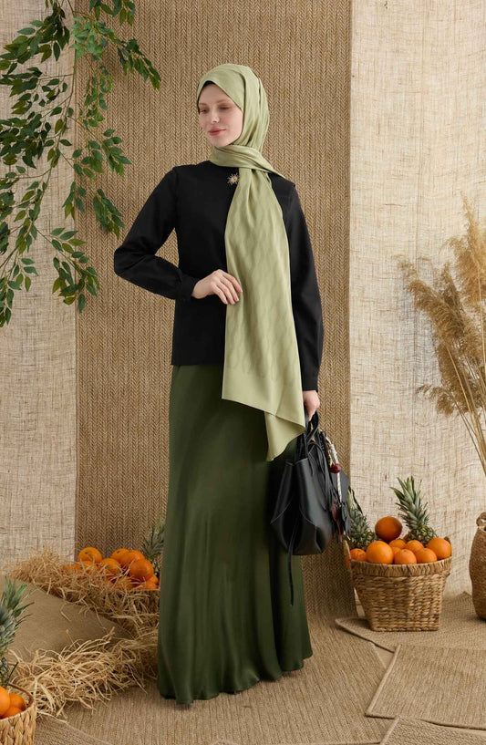 Zigzag Adaçayı Jakarlı Şal - Fatma Atasoy