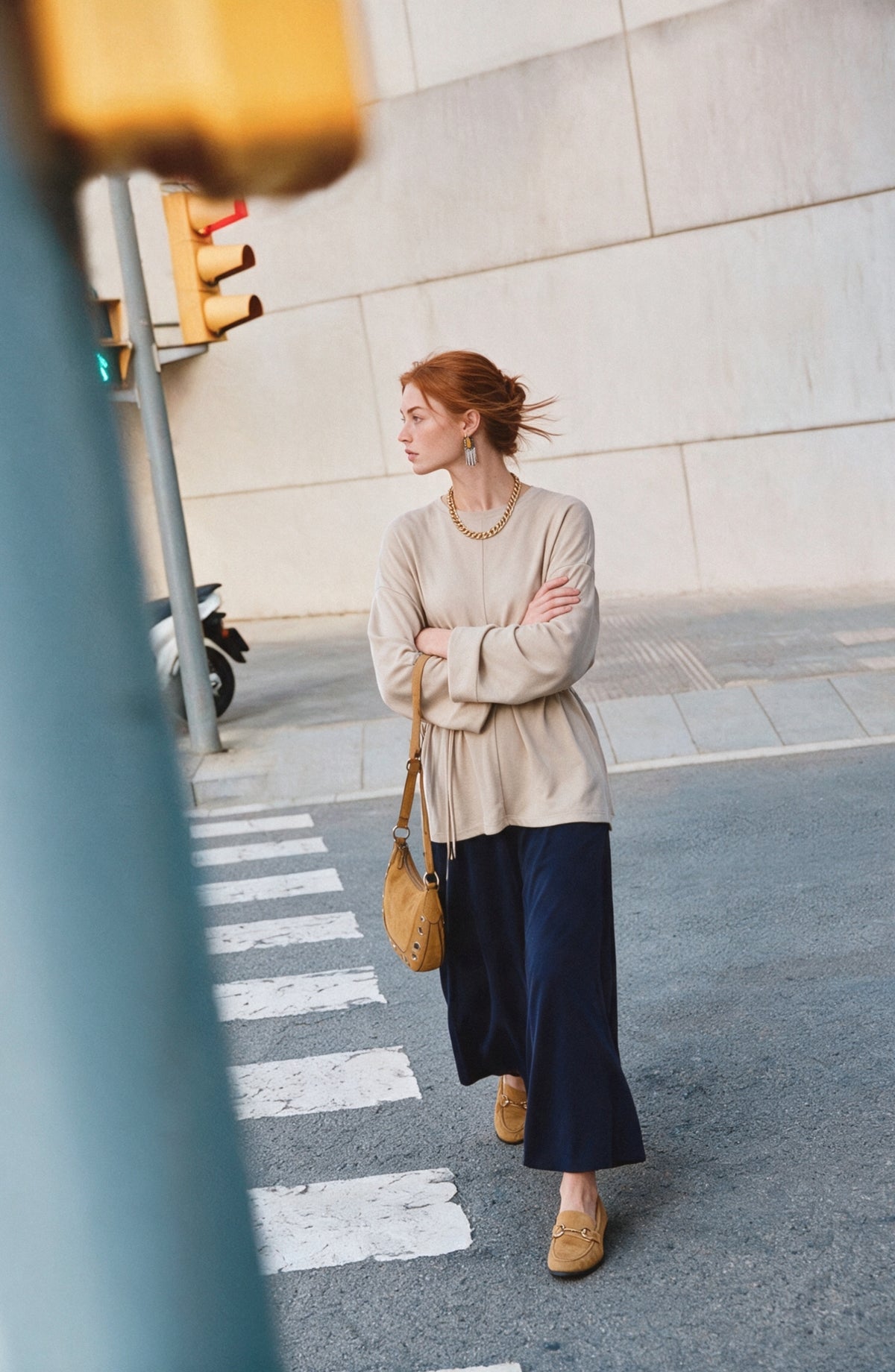 Bel Bağlama Detaylı Taş Viskon Basic Sweatshirt