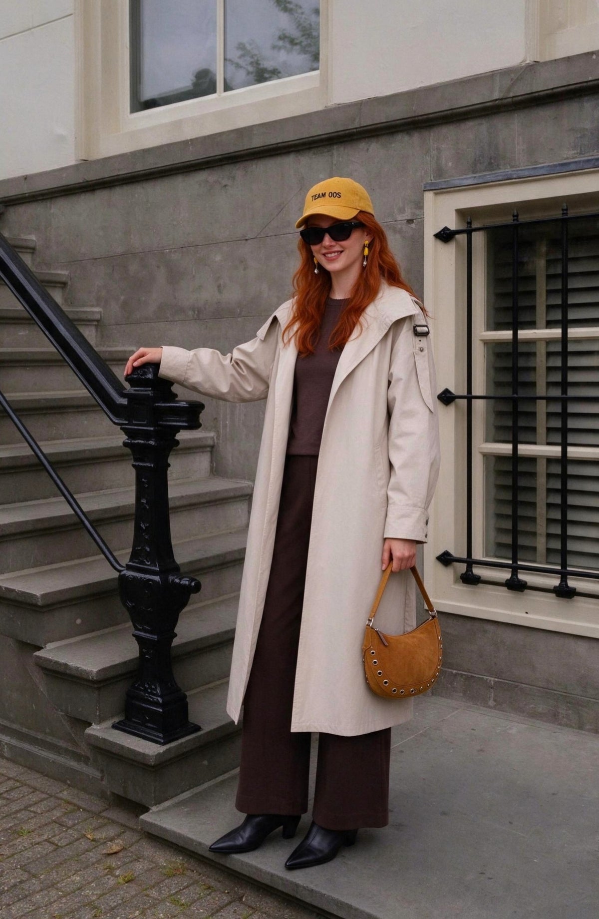 Dik Yaka Toka Kemerli Taş Oversize Trençkot
