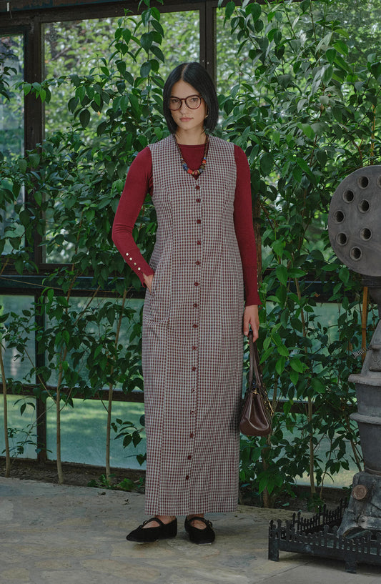 Düğmeli Bordo Minikare Jile