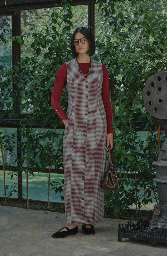Düğmeli Bordo Minikare Jile