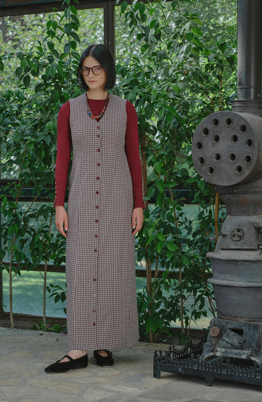 Düğmeli Bordo Minikare Jile