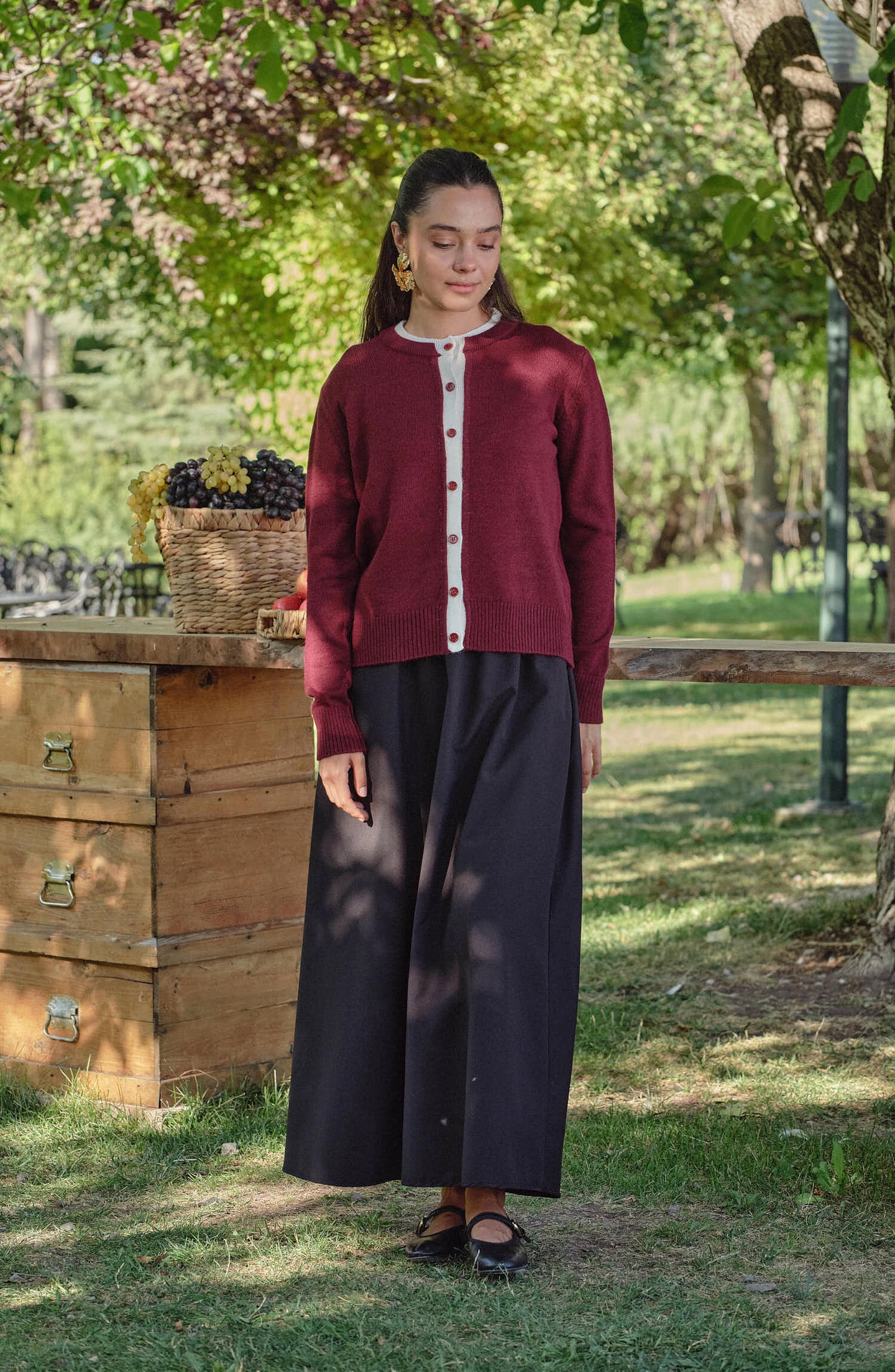 Katmanlı Kısa Bordo Triko Hırka