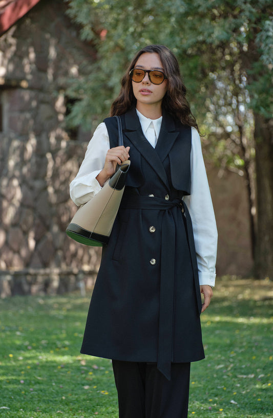 Rüzgarlıklı Siyah Gabardin Yelek