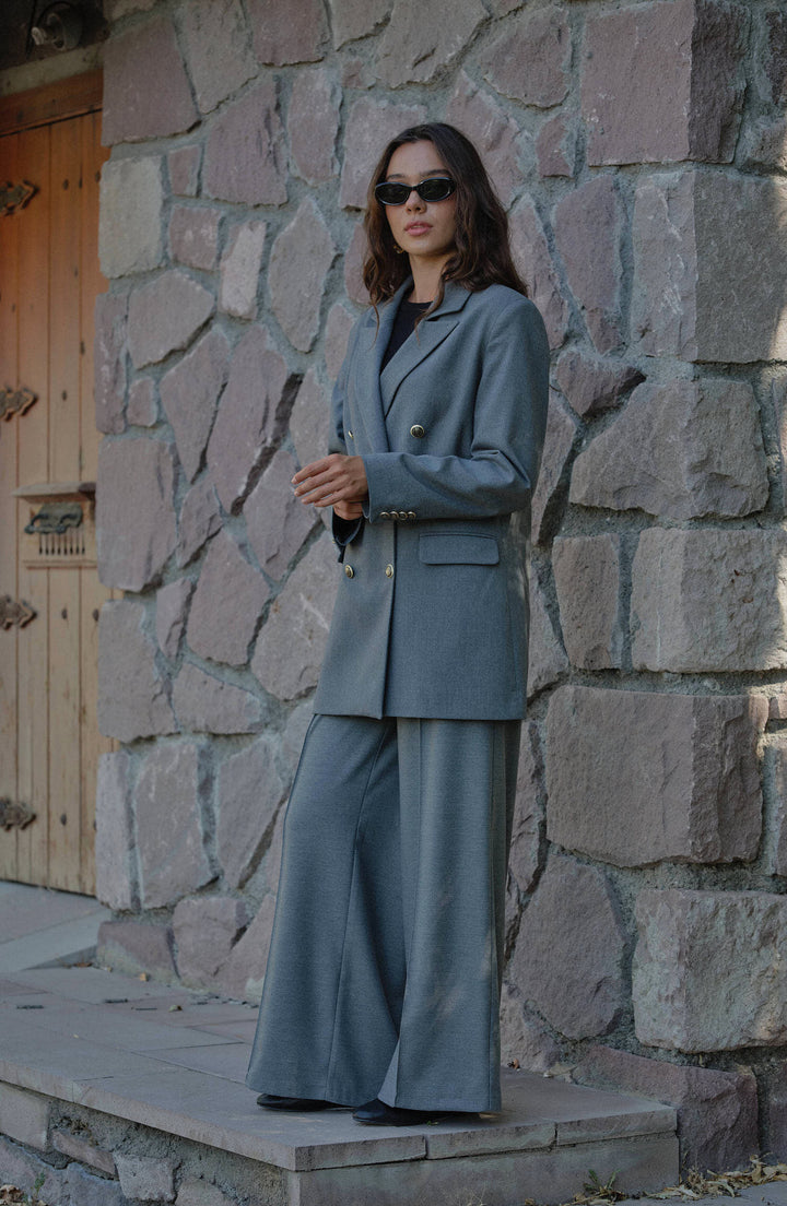 Gabardin Gri Ütü İzli Pantolon