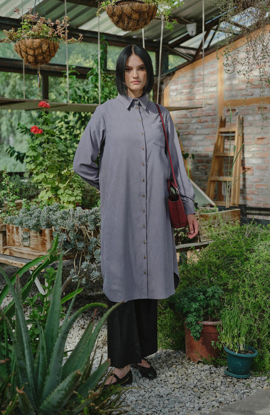 Fit Dad Gri Kadife Gömlek Ceket