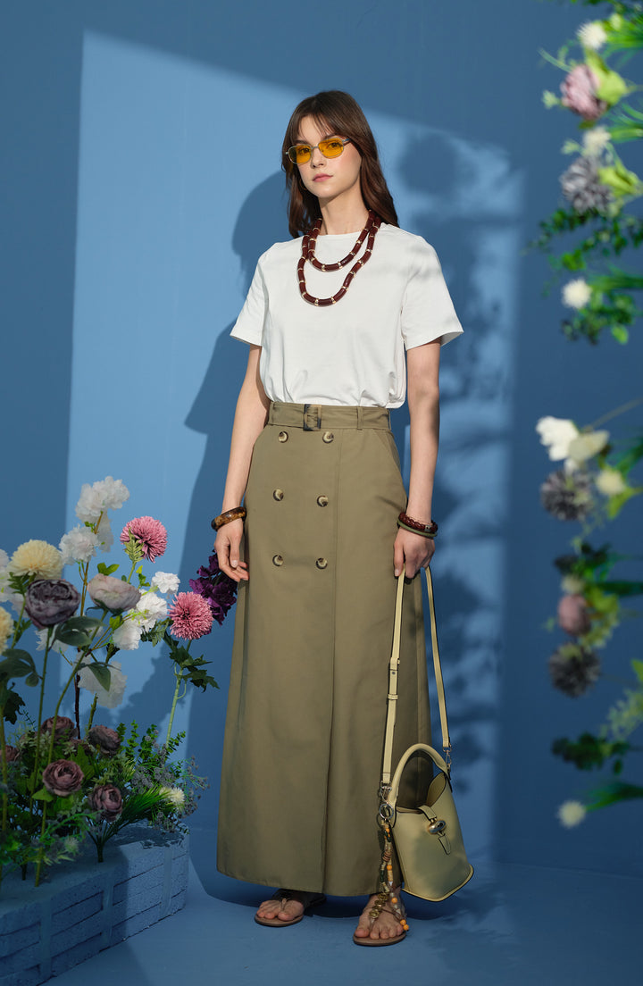 Kruvaze Trenç Haki Etek