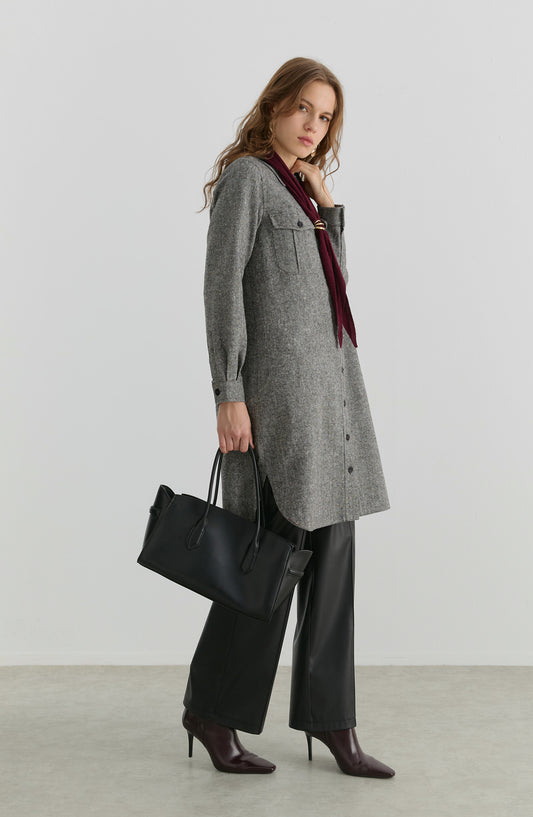 Körük Cepli Siyah Tüvit Gömlek Ceket