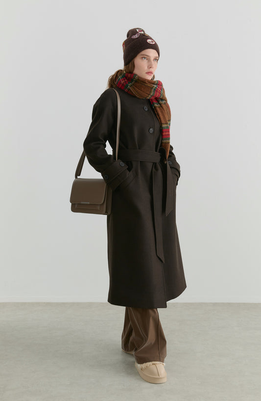 Dik Yaka Acı Kahve Kaşmir Kaban