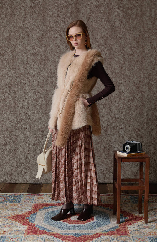 Kürk Sütlü Kahve Atkı