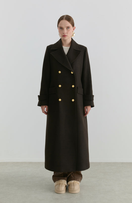 Blazer Maksi Acı Kahve Kaşmir Kaban