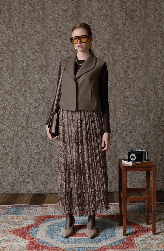 Kemerli Crash Taş Etnik Desen Şifon Etek