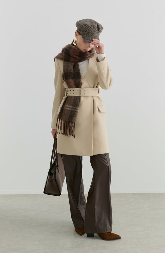 Kemerli Taş Kaşmir Ceket Kaban