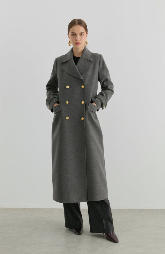 Blazer Maksi Gri Kaşmir Kaban