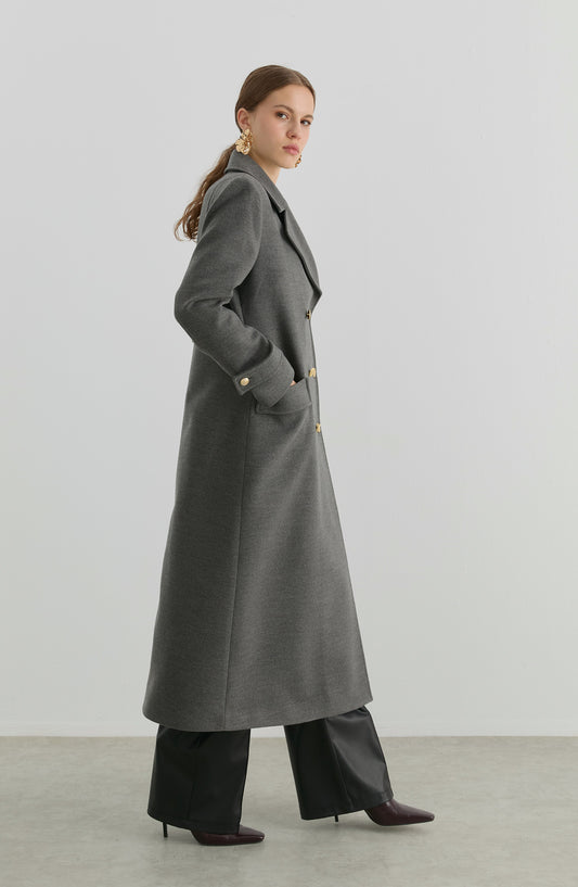 Blazer Maksi Gri Kaşmir Kaban