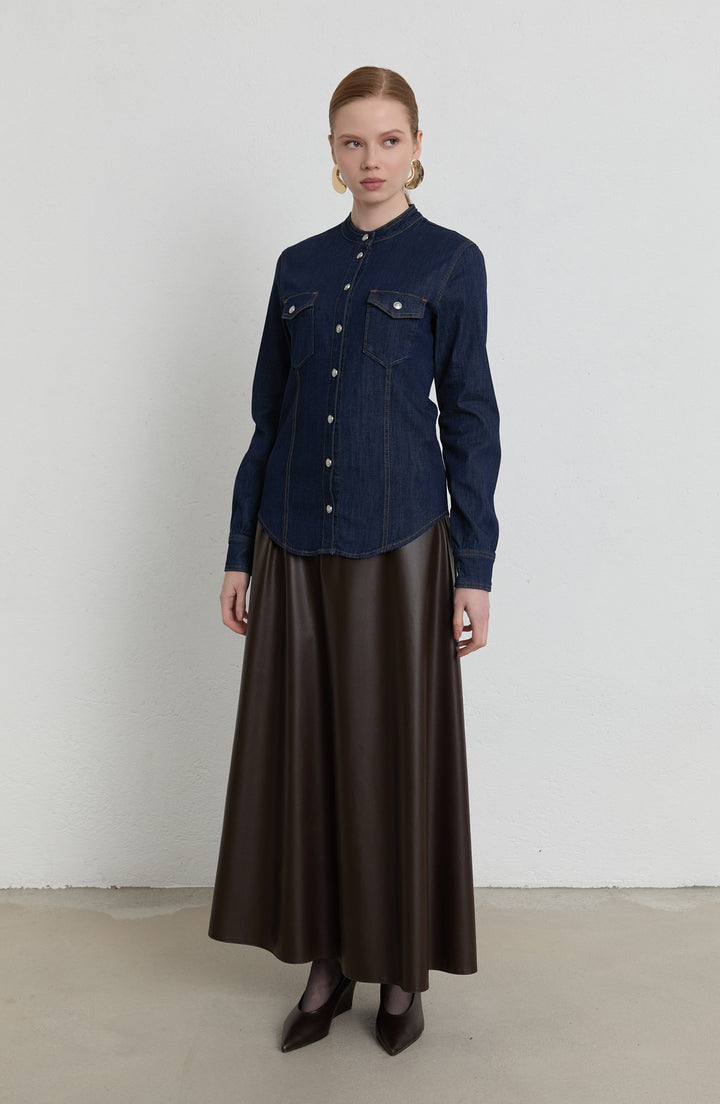 Blazer Lacivert Denim Gömlek