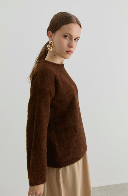 Basic Yumoş Acı Kahve Triko Kazak