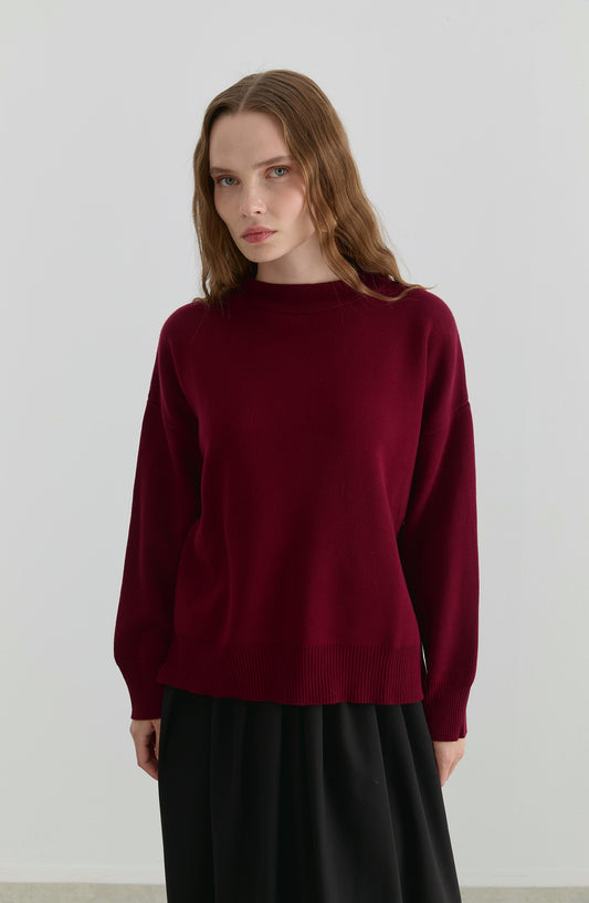 Basic Bordo Triko Kazak