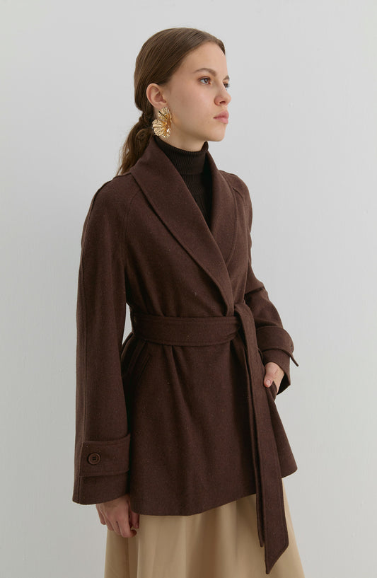Kruvaze Acı Kahve Midi Ceket Kaban