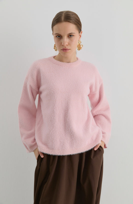 Basic Yumoş Soft Pembe Triko Kazak