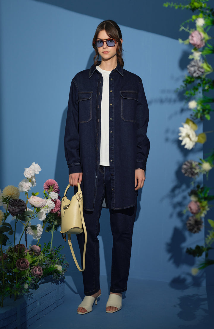 Mom Lacivert Denim Pantolon