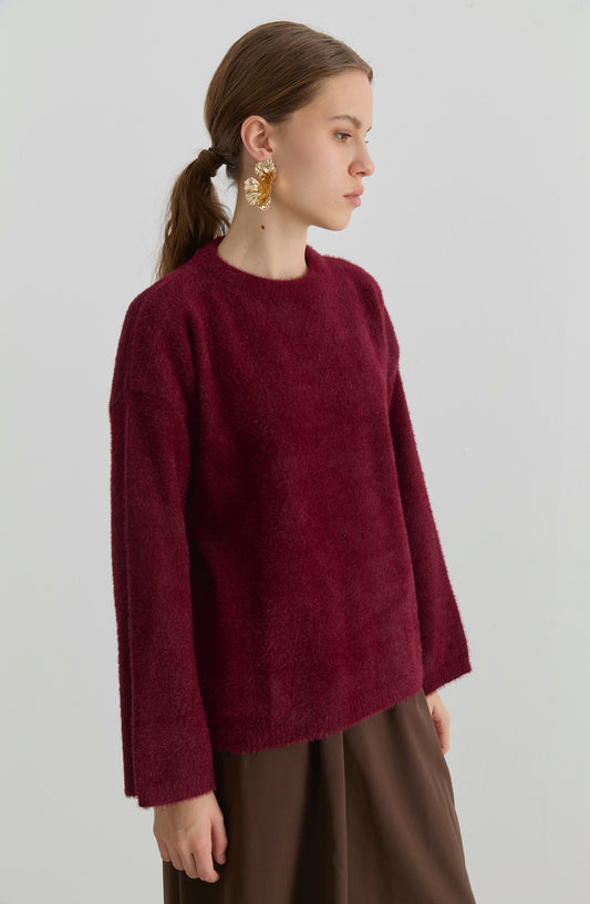 Basic Yumoş Bordo Triko Kazak