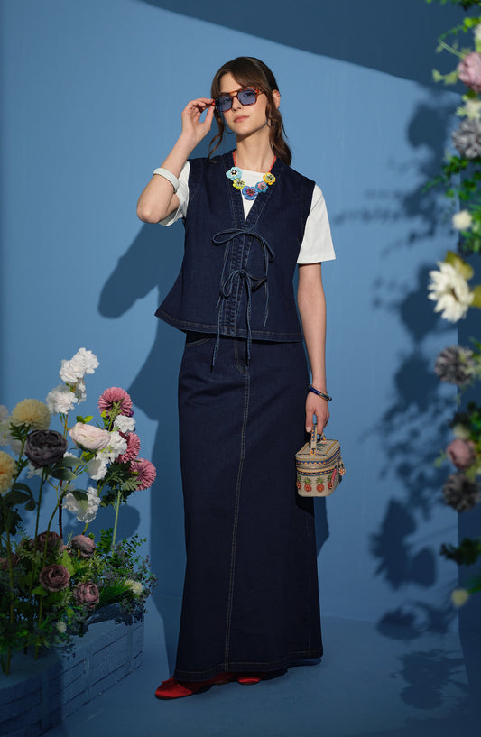Denim Lacivert Etek