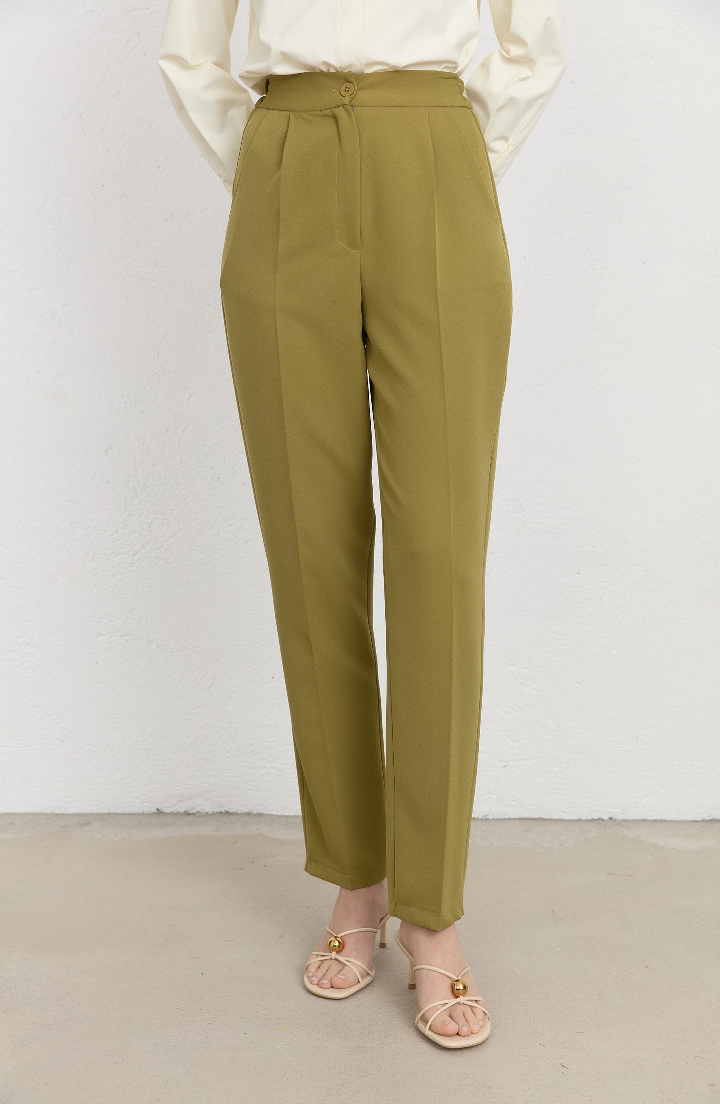 Double Yağ Yeşili Fit Pantolon