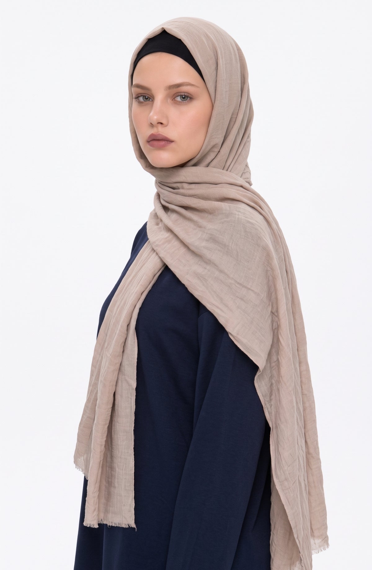 Pamuklu Soft Krinkıl Bej Şal