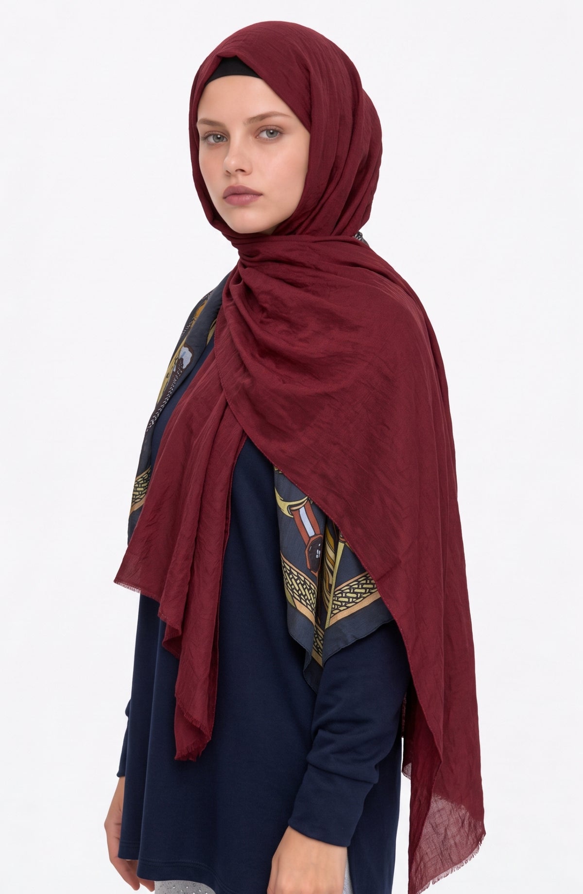Pamuklu Soft Krinkıl Bordo Şal