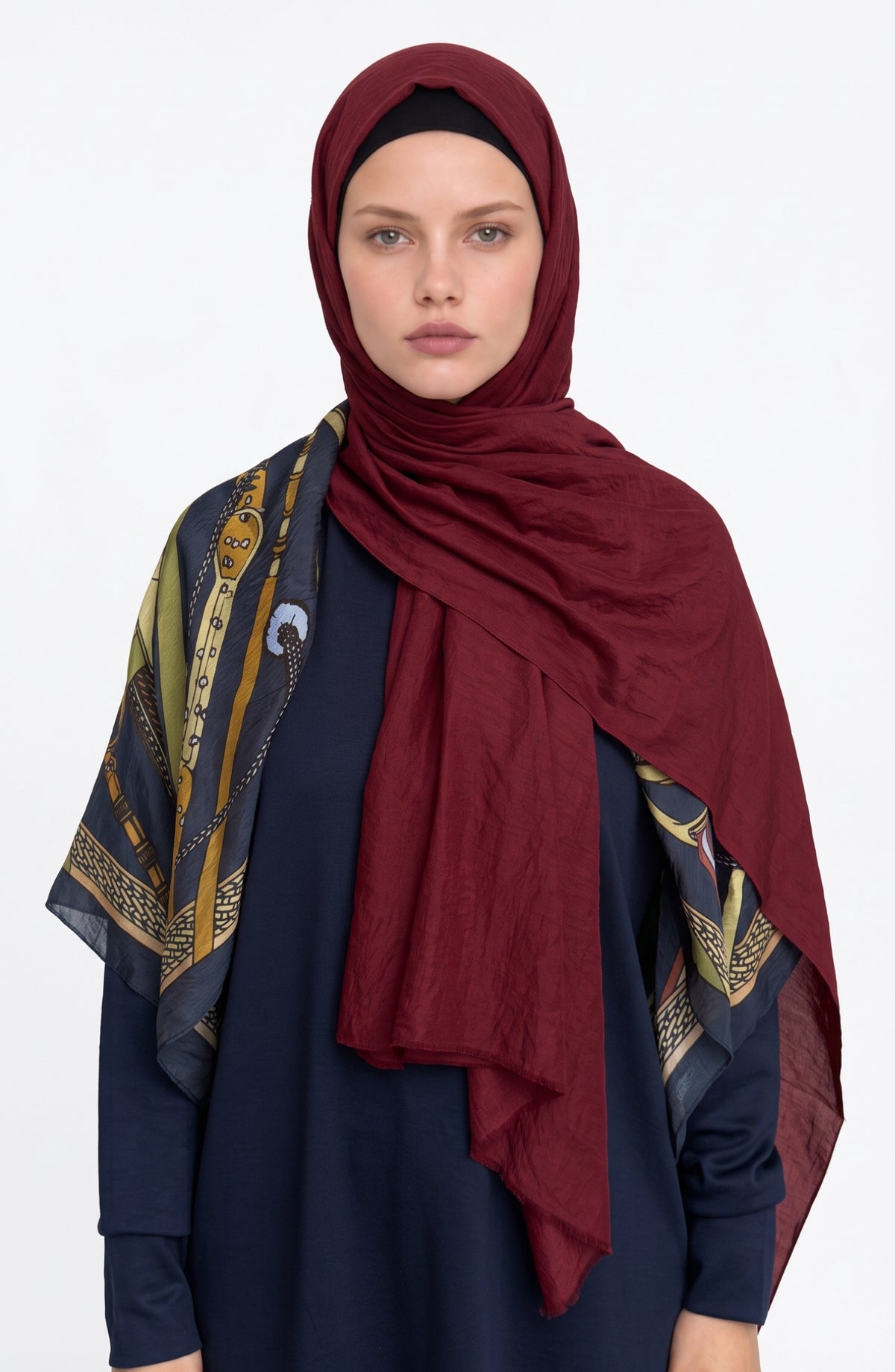Pamuklu Soft Krinkıl Bordo Şal
