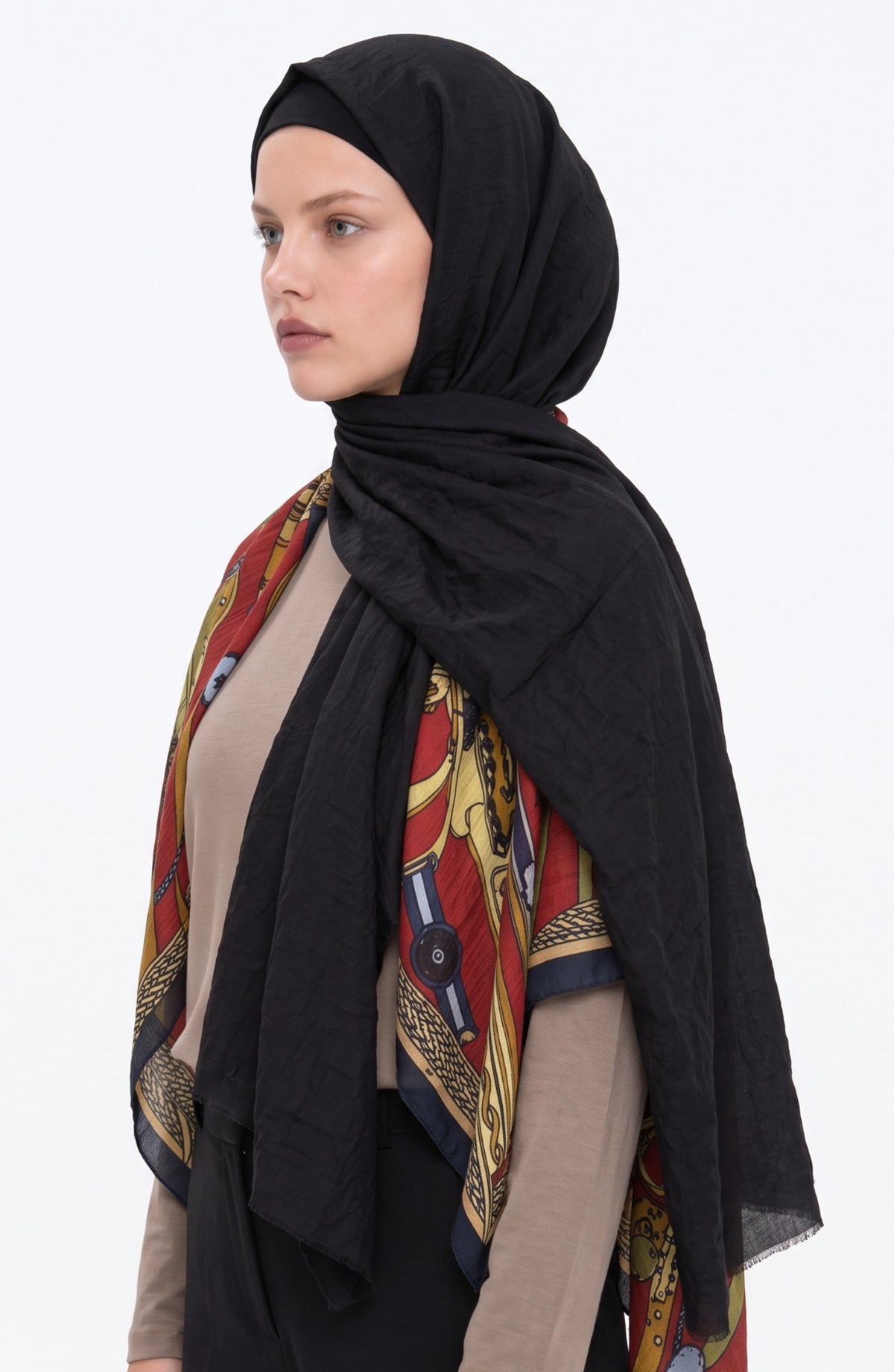 Pamuklu Soft Krinkıl Siyah Şal
