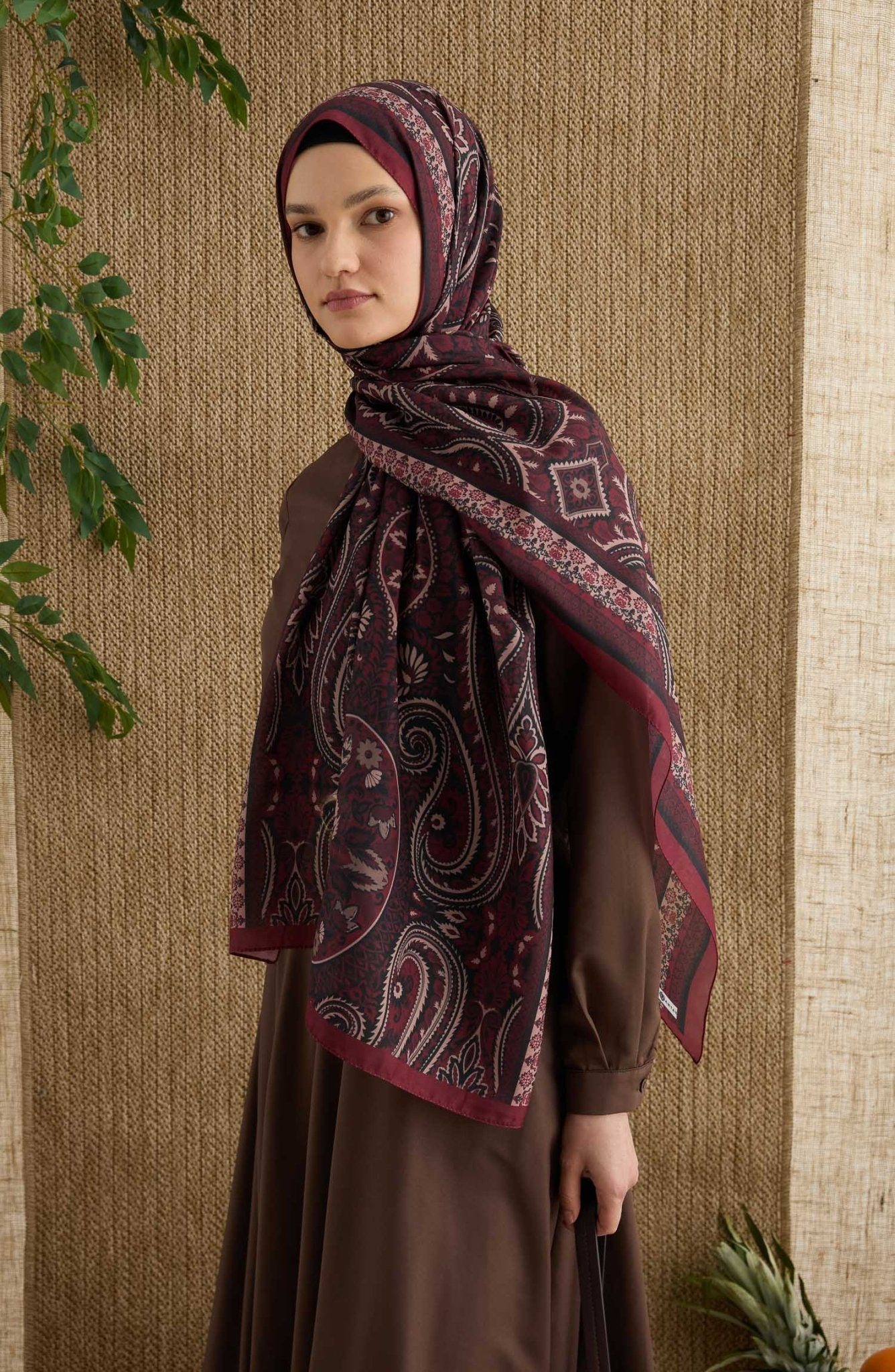 Amelia Bordo Etnik Desen Şal - Fatma Atasoy