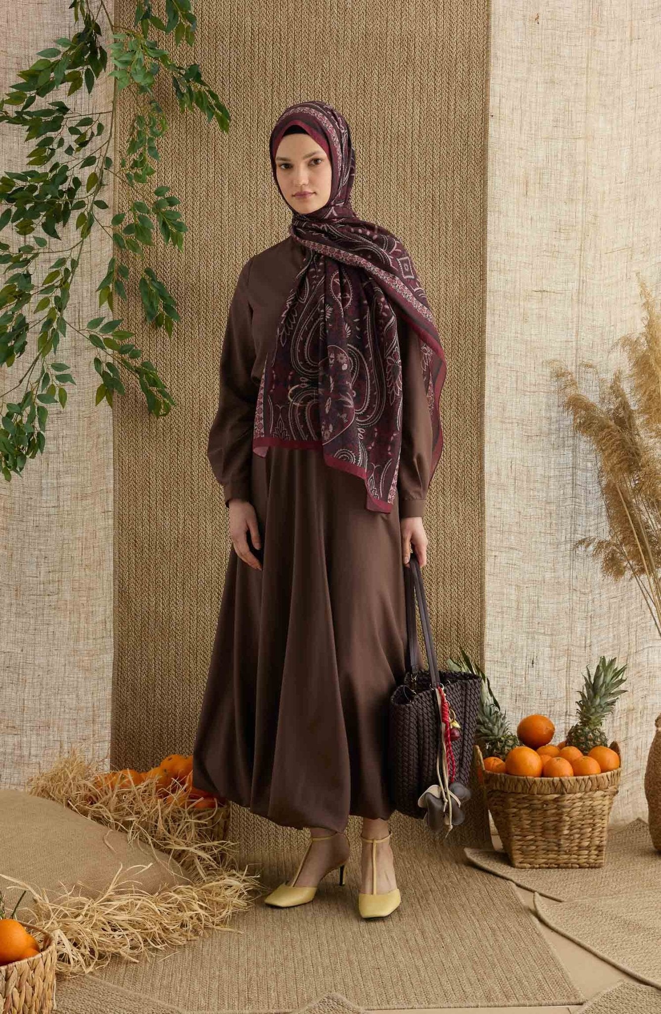 Amelia Bordo Etnik Desen Şal - Fatma Atasoy