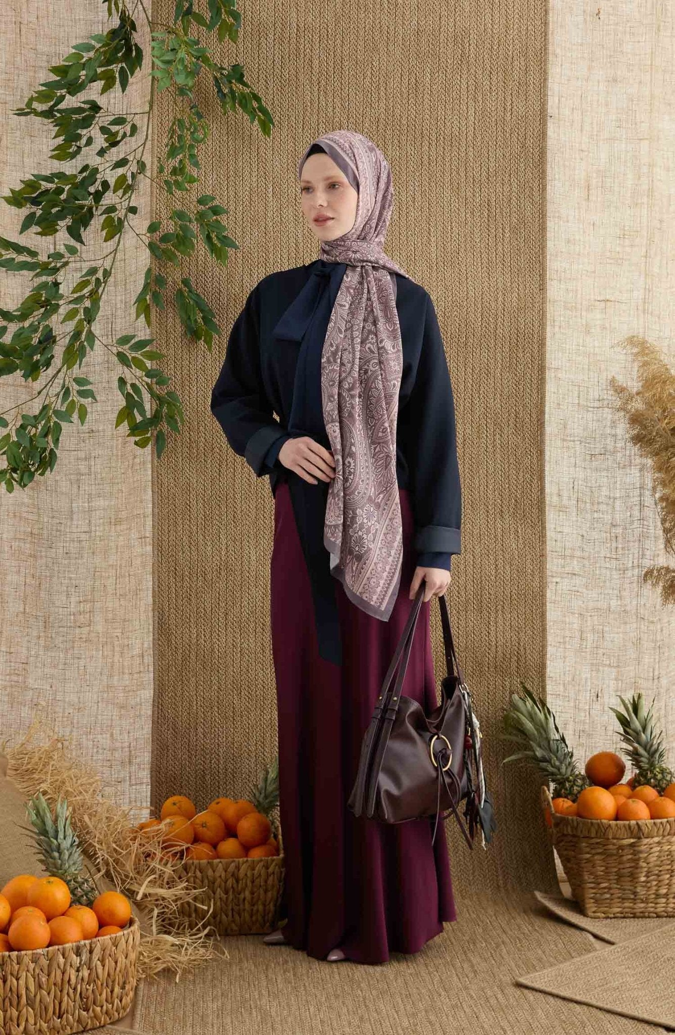 Amelia Gül Kurusu Etnik Desen Şal - Fatma Atasoy