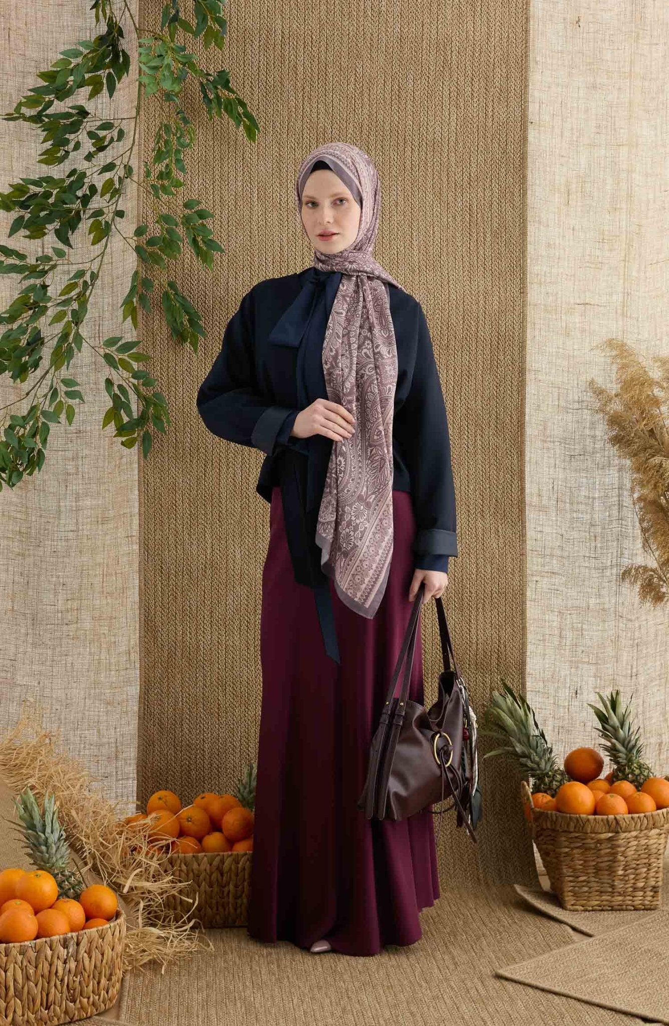 Amelia Gül Kurusu Etnik Desen Şal - Fatma Atasoy