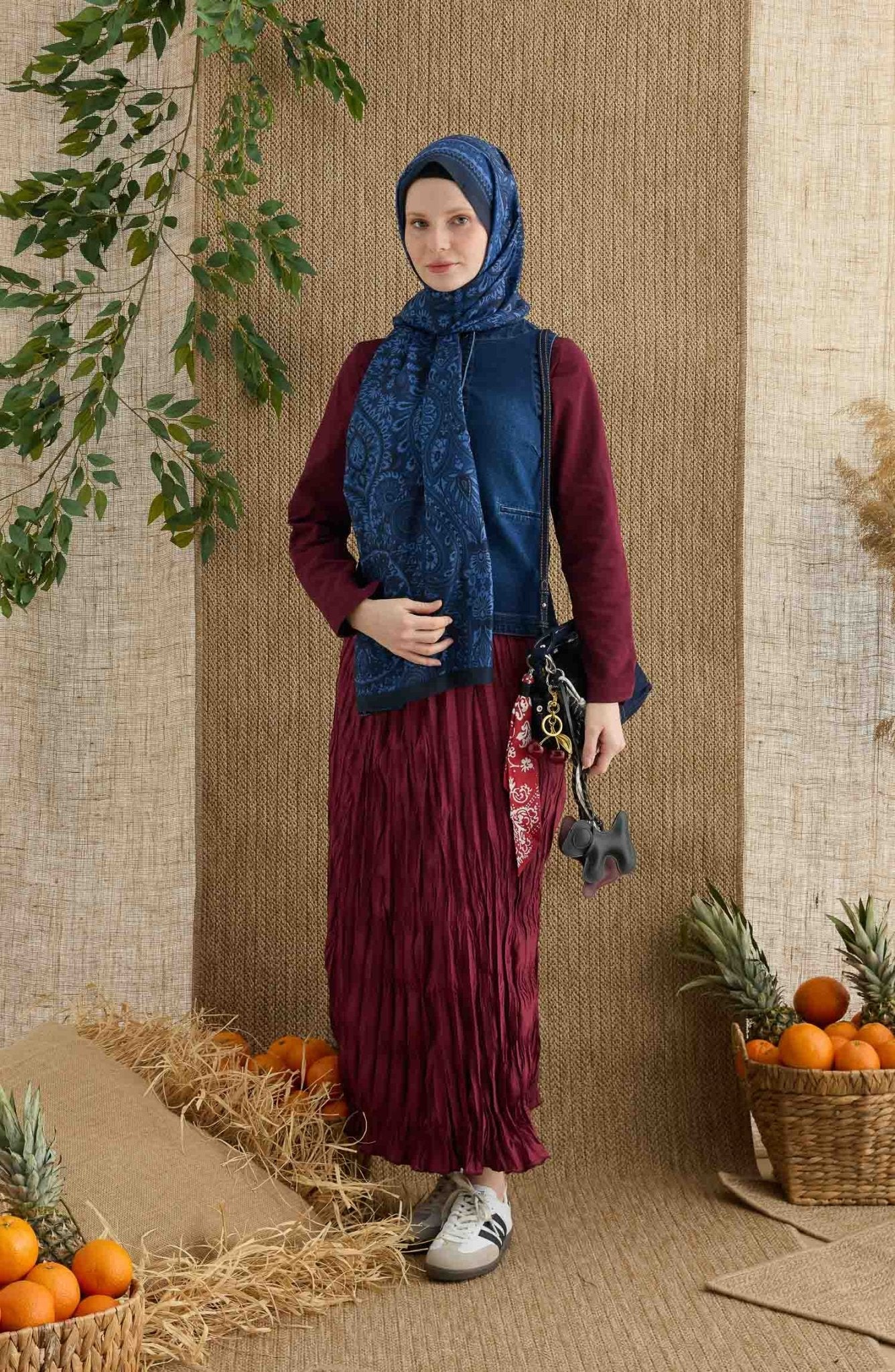 Amelia Saks Etnik Desen Şal - Fatma Atasoy