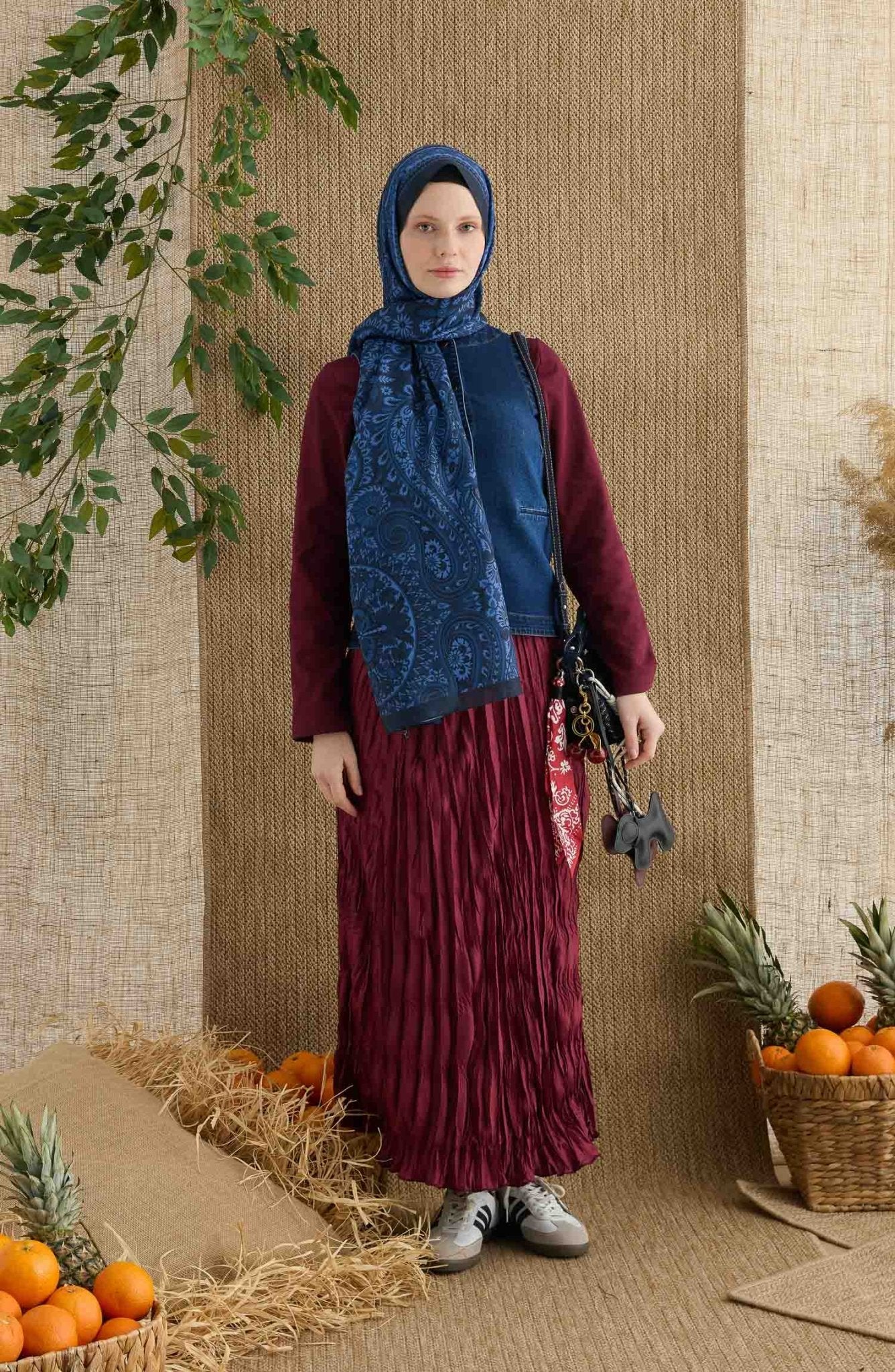 Amelia Saks Etnik Desen Şal - Fatma Atasoy
