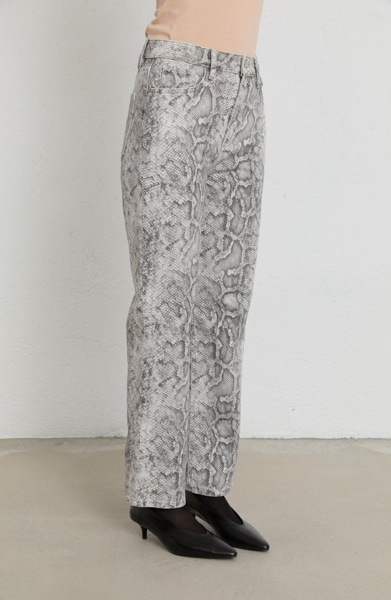 Animal Desen Gri Denim Pantolon - Fatma Atasoy