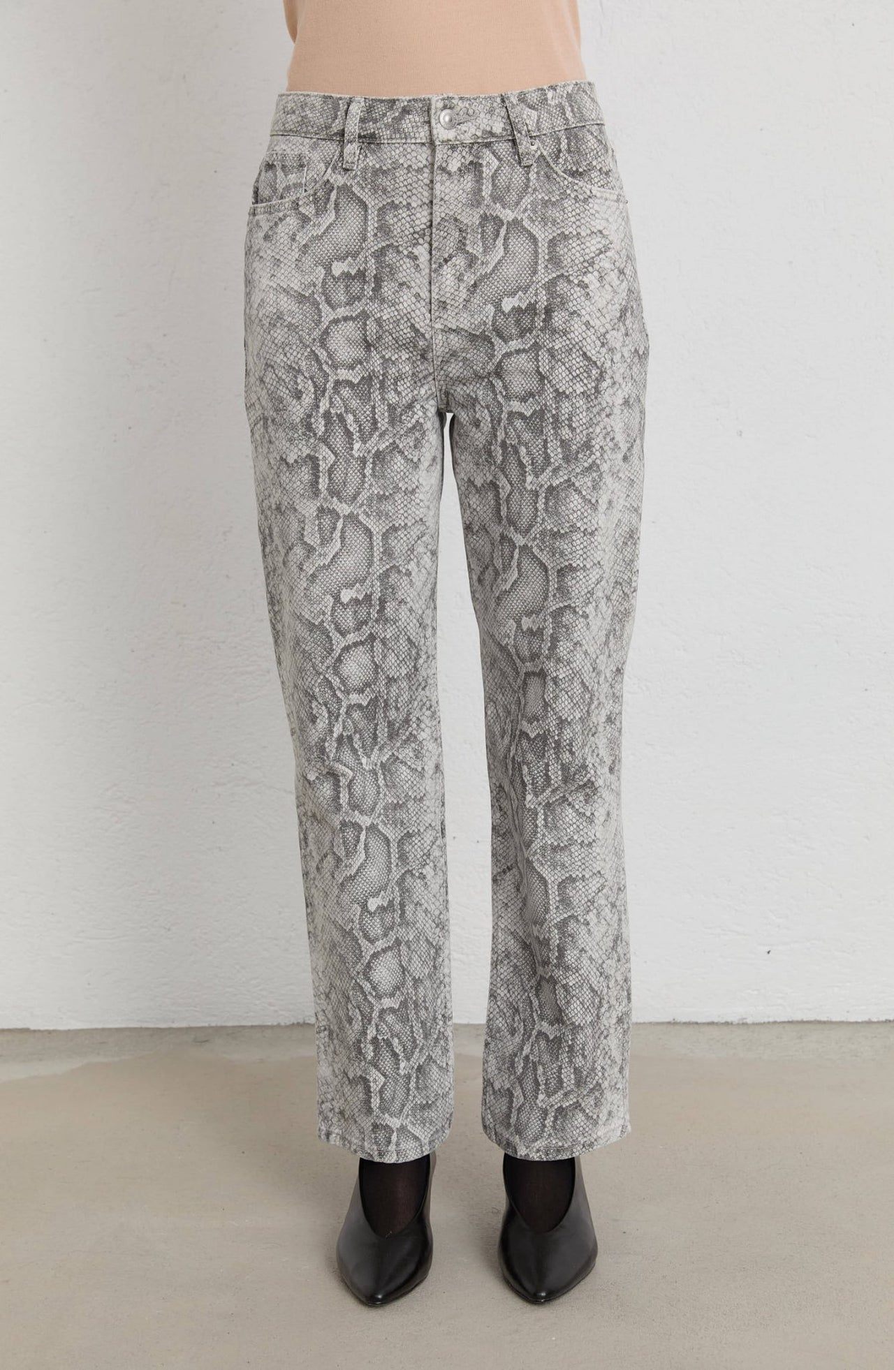 Animal Desen Gri Denim Pantolon - Fatma Atasoy