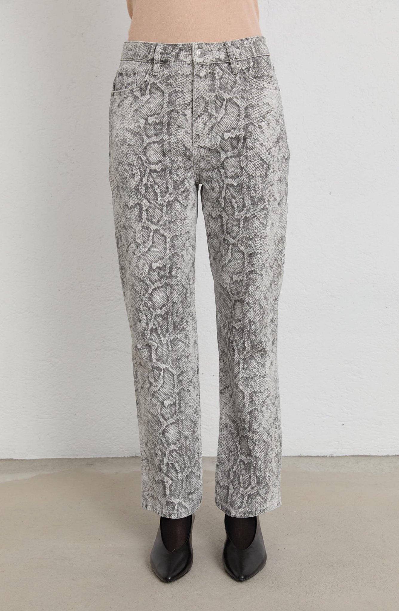 Animal Desen Gri Denim Pantolon - Fatma Atasoy