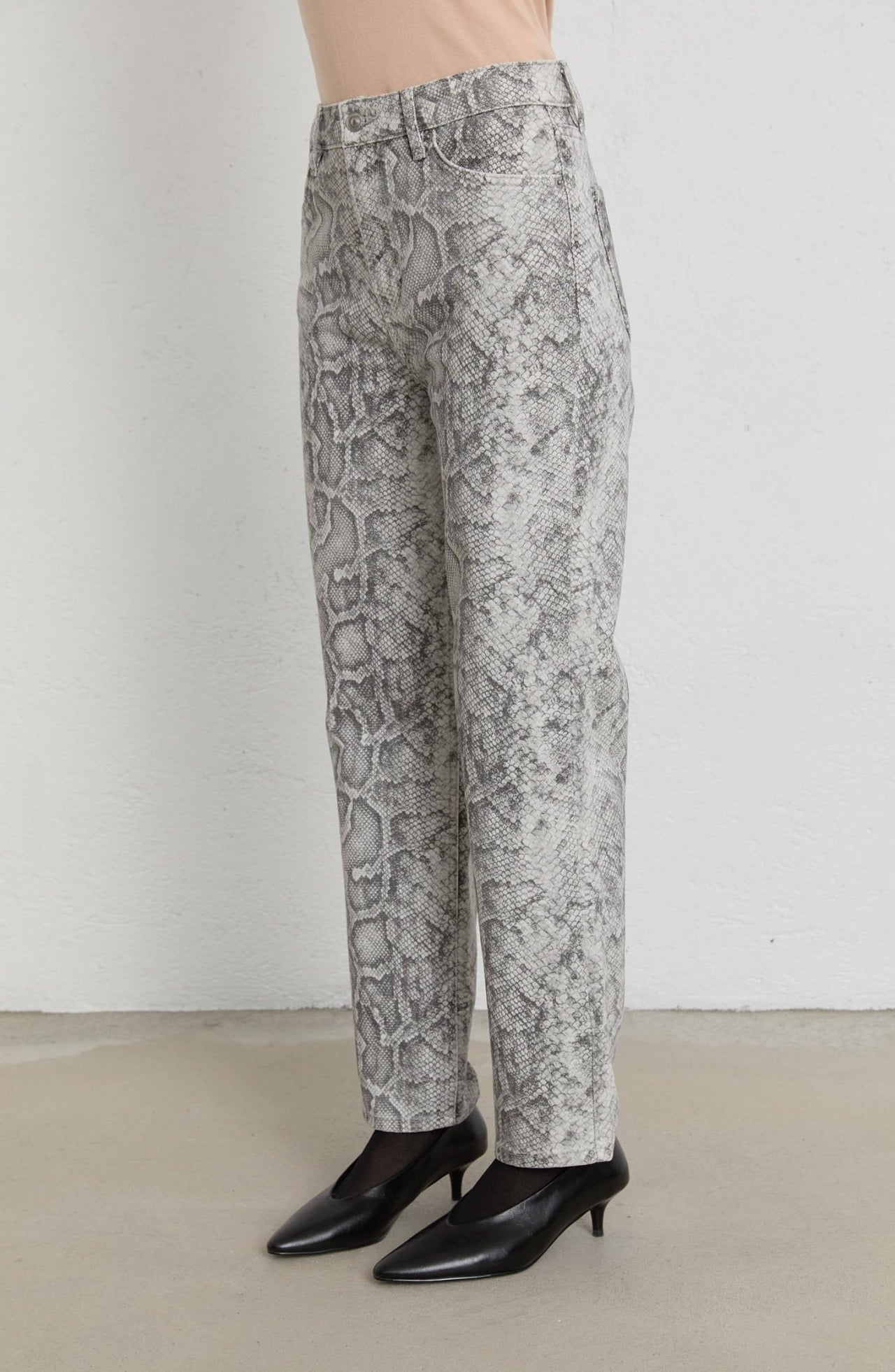 Animal Desen Gri Denim Pantolon - Fatma Atasoy