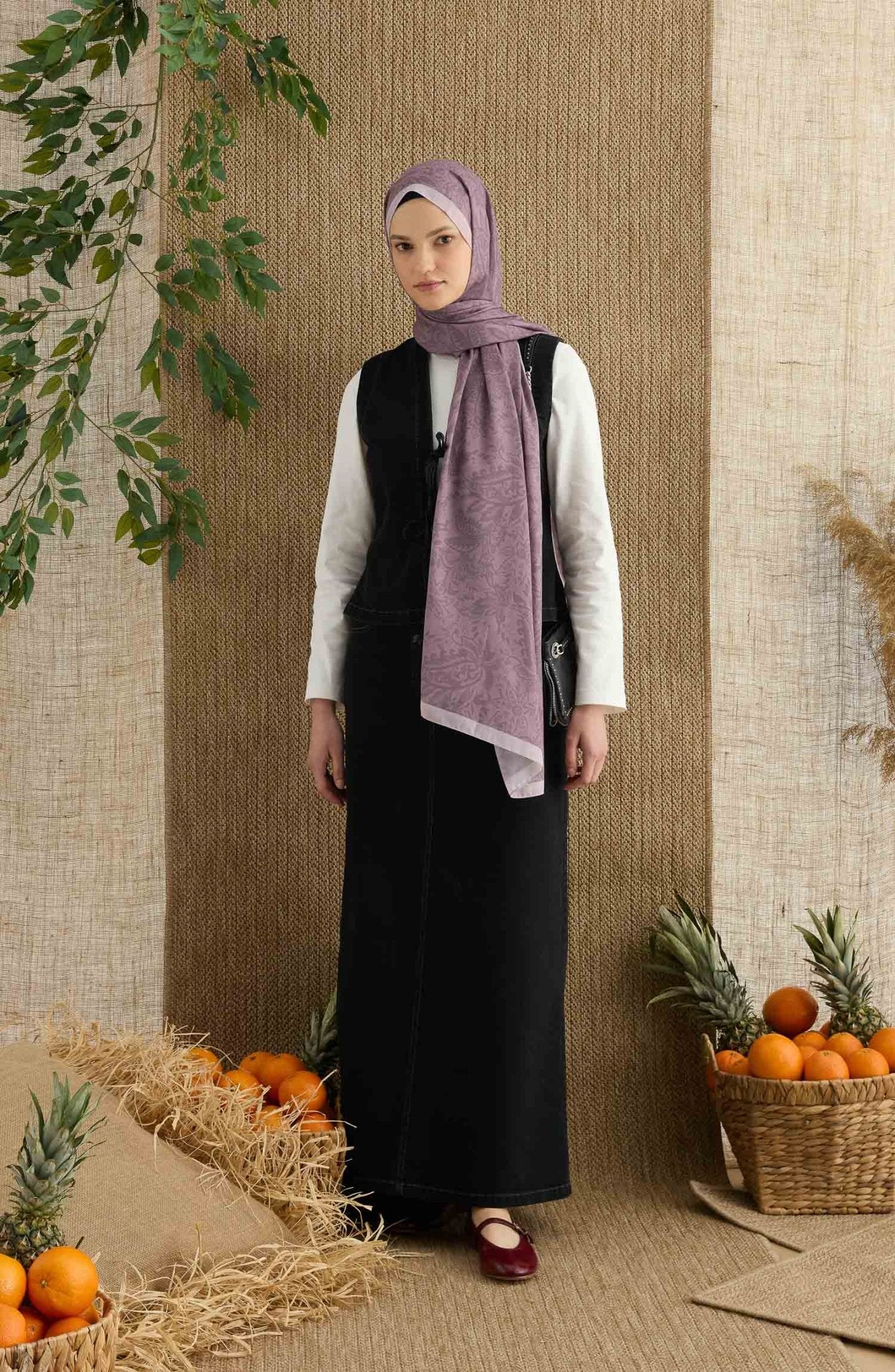 Anna Gül Kurusu Etnik Desen Şal - Fatma Atasoy