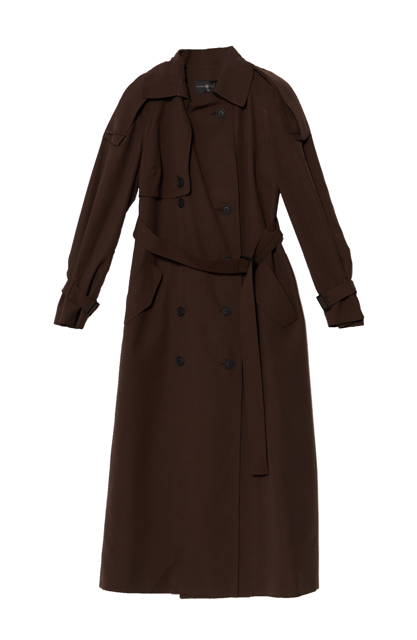 Apoletli Acı Kahve Oversize Trençkot - Fatma Atasoy