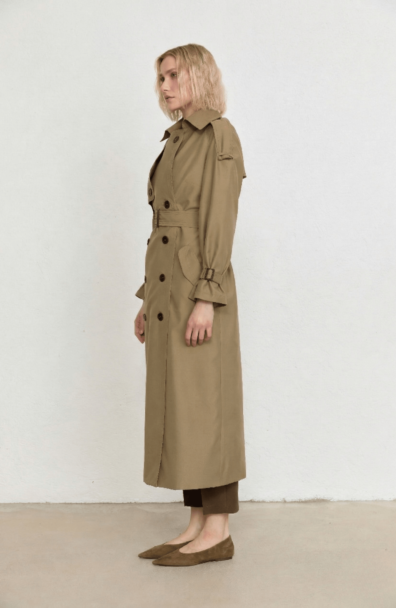 Apoletli Haki Oversize Trençkot - Fatma Atasoy