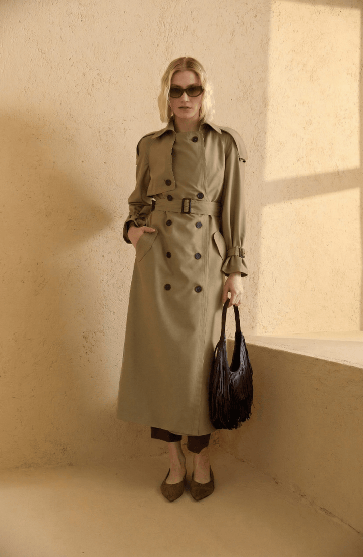 Apoletli Haki Oversize Trençkot - Fatma Atasoy