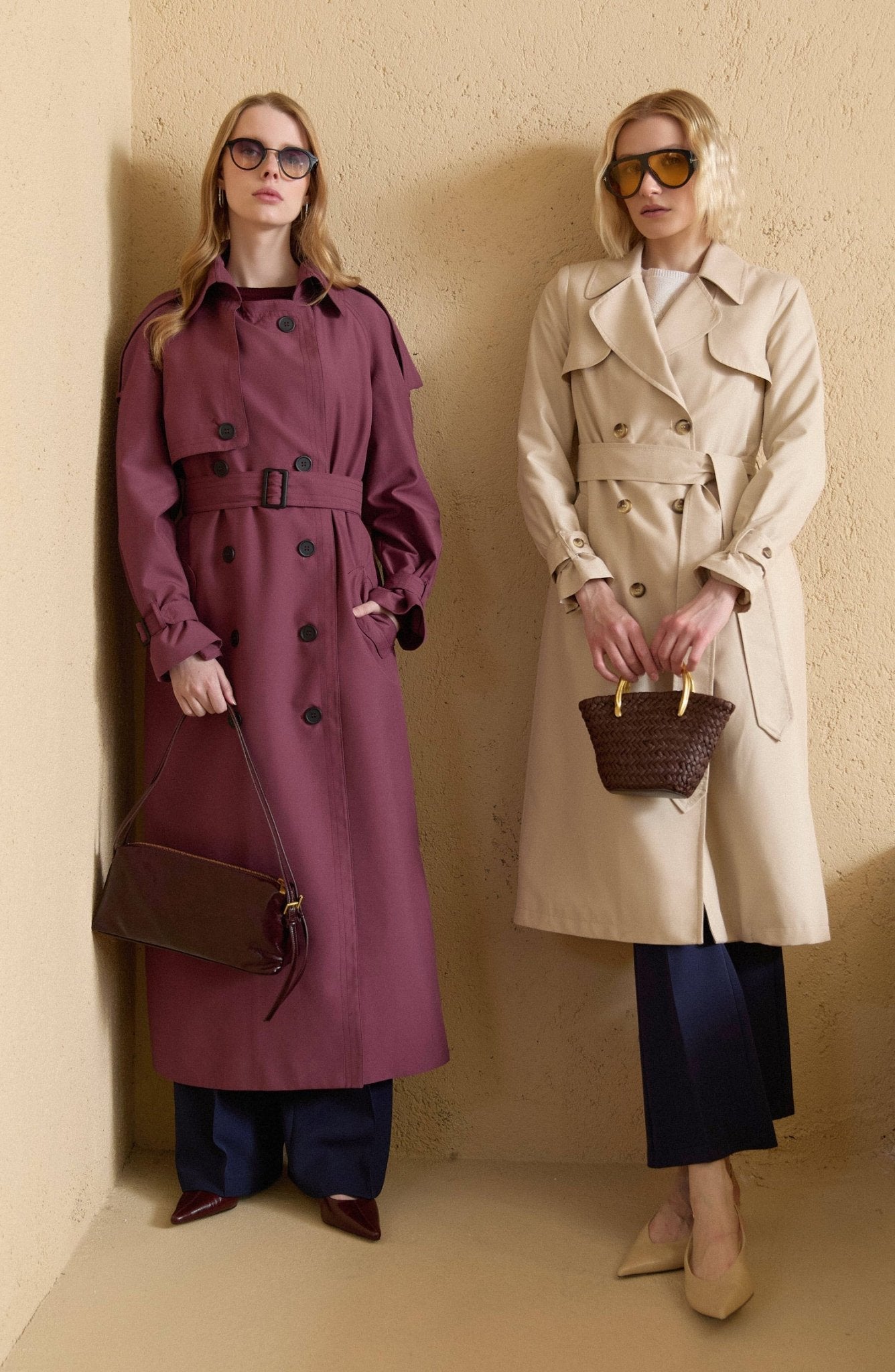 Apoletli Mürdüm Oversize Trençkot - Fatma Atasoy